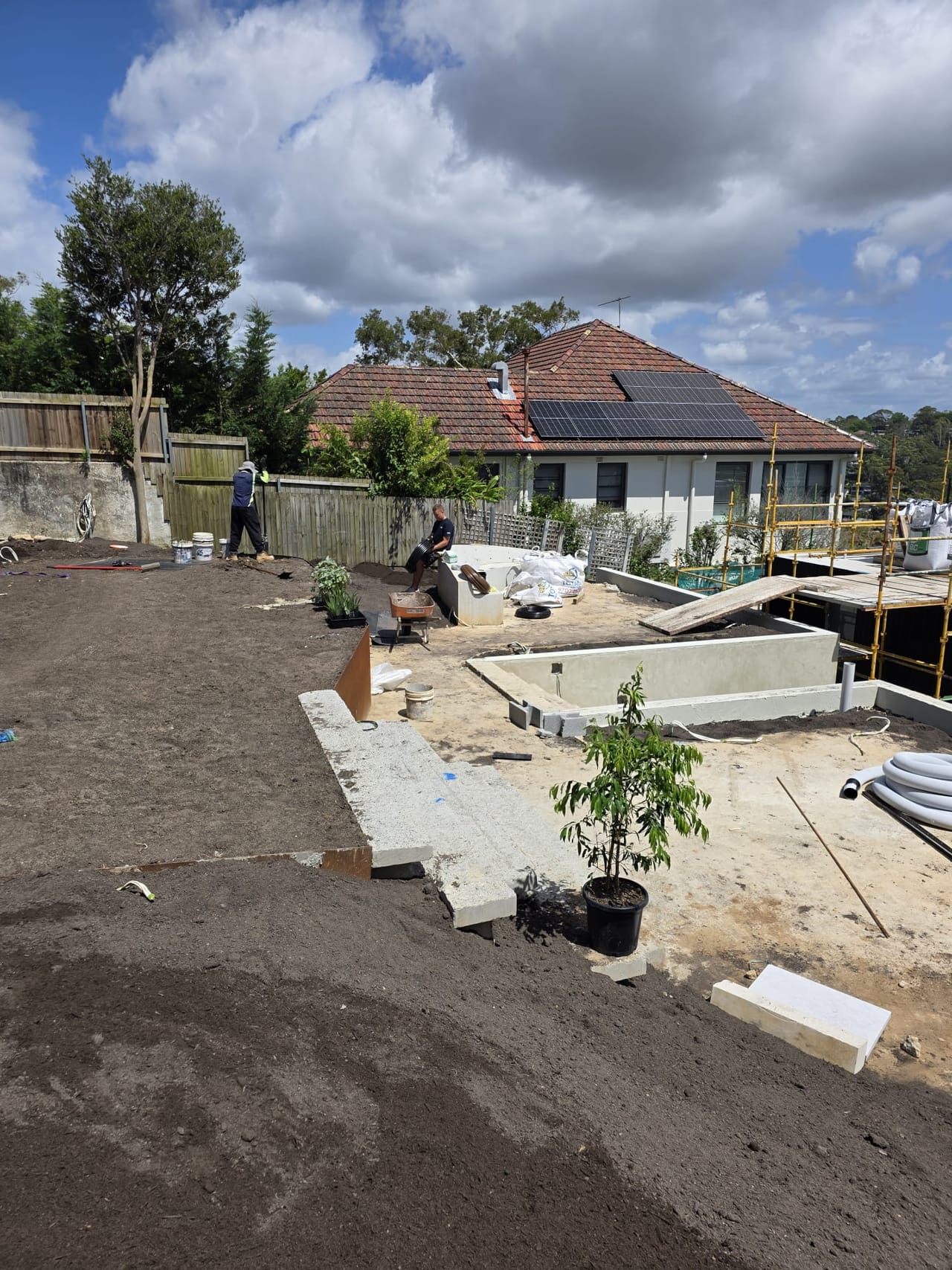 Penrith full-backyard transformation, landscaped outdoor living area